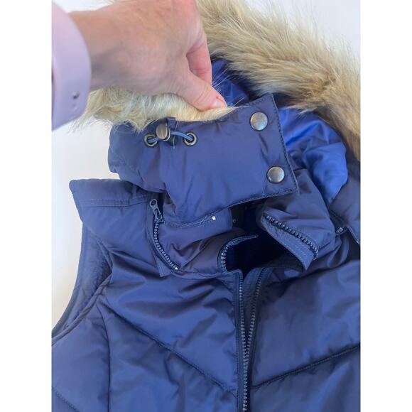 Banana Republic Faux Fur Puffer Quilted Winter Vest Blue Size Small - Picture 6 of 10